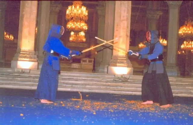 A demonstration at an evening event